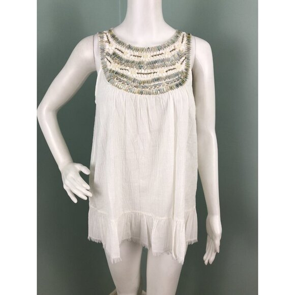NWT Women's Max Studio Sleeveless Beaded Yoke Blouse Top Sz Medium - Picture 2 of 12
